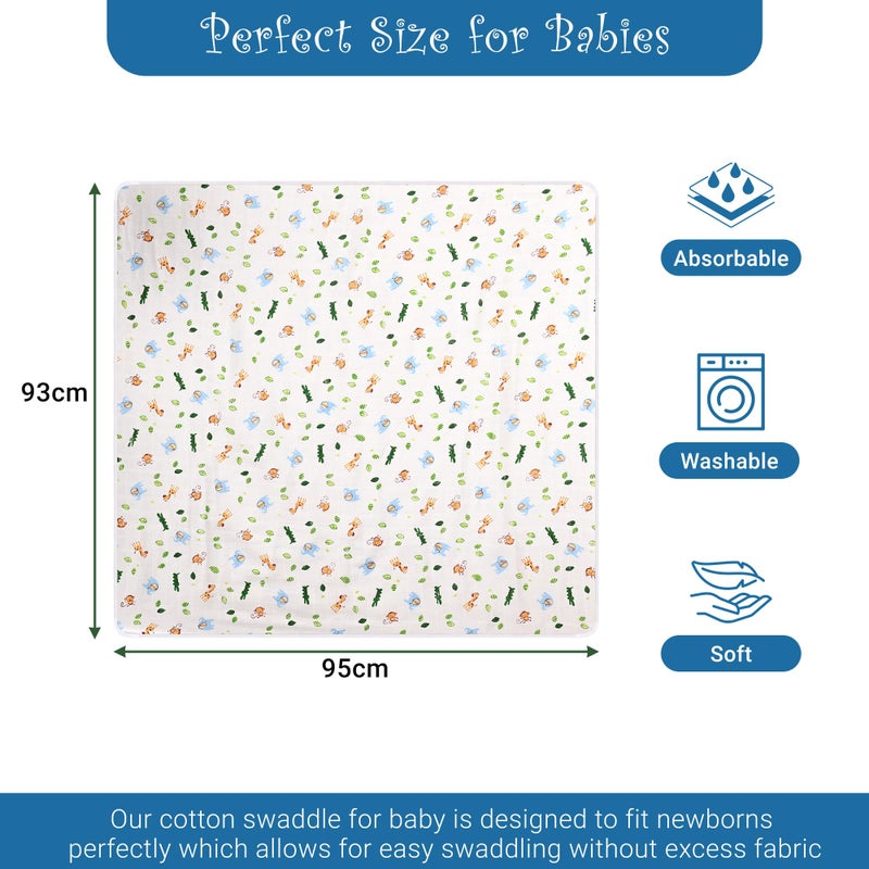 Kuber Industries Soft & Washable Muslin Cotton Swaddling Cloth for New Born Baby | Baby Wrap/Swaddle Blanket for Sleeping Kids | Cartoon-White - Image 3