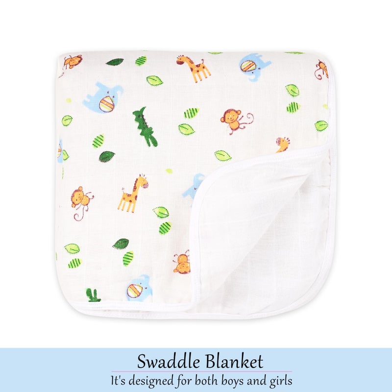 Kuber Industries Soft & Washable Muslin Cotton Swaddling Cloth for New Born Baby | Baby Wrap/Swaddle Blanket for Sleeping Kids | Cartoon-White - Image 2
