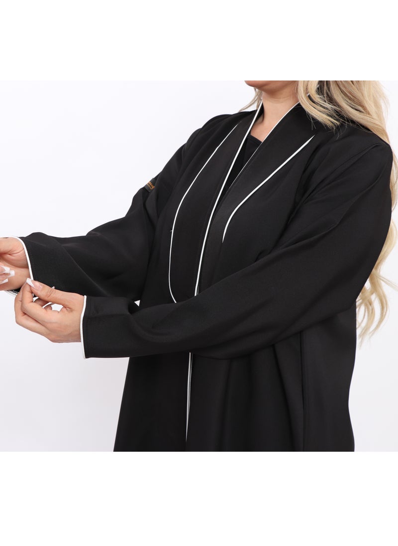 MyesuQ - Abaya woven from burpee crepe with a pointed collar and embroidery underneath with a wrap - Image 1