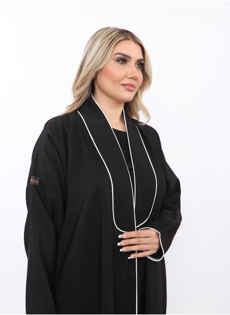 MyesuQ - Abaya woven from burpee crepe with a pointed collar and embroidery underneath with a wrap - Image 1