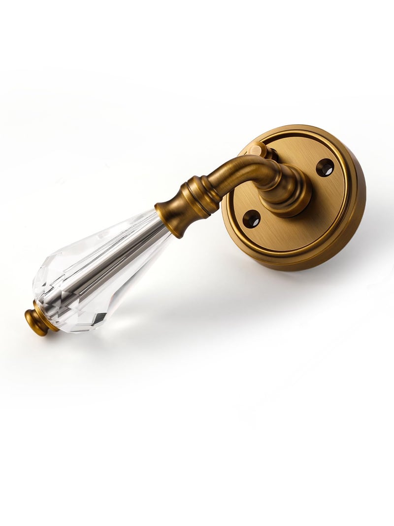 SORWDUERM 1 Pack Antique Brass Glass Door Lever Privacy Crystal Door Levers Door Lever Interior Door Handle for Bedroom and Bathroom,Zinc Alloy - Image 2