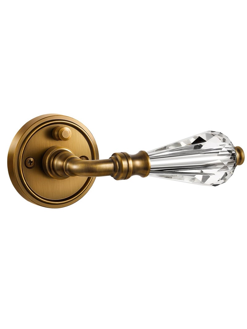 SORWDUERM 1 Pack Antique Brass Glass Door Lever Privacy Crystal Door Levers Door Lever Interior Door Handle for Bedroom and Bathroom,Zinc Alloy - Image 1
