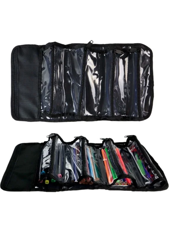 Hobi Market Art Hobby Market Art 4 Section Pencil Bag Pencil Case Black