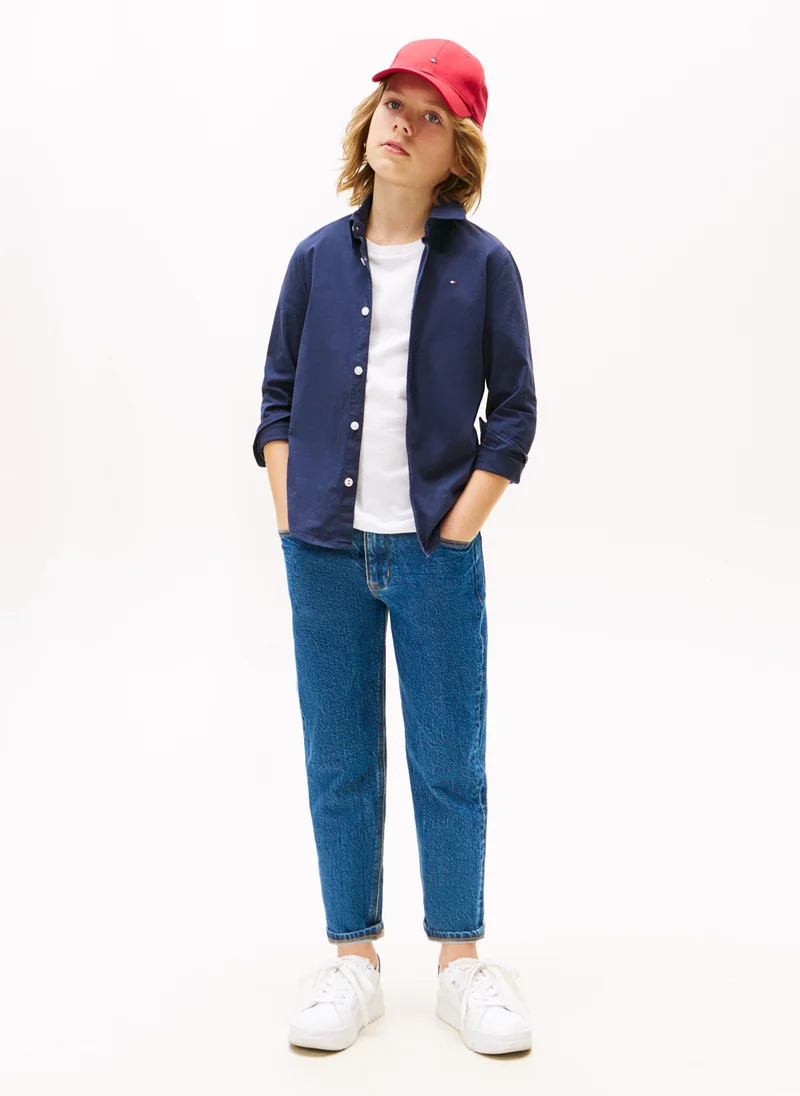 TOMMY HILFIGER Kids Solid Stretch Poplin Shirt