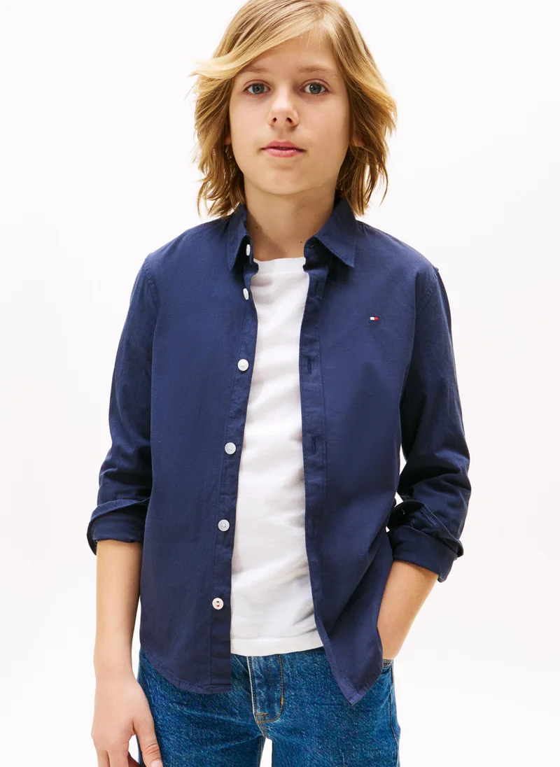 TOMMY HILFIGER Kids Solid Stretch Poplin Shirt