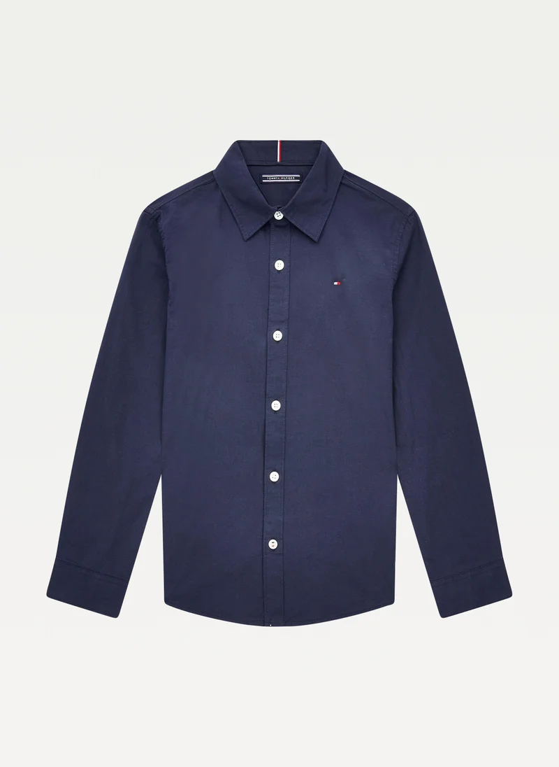 TOMMY HILFIGER Kids Solid Stretch Poplin Shirt