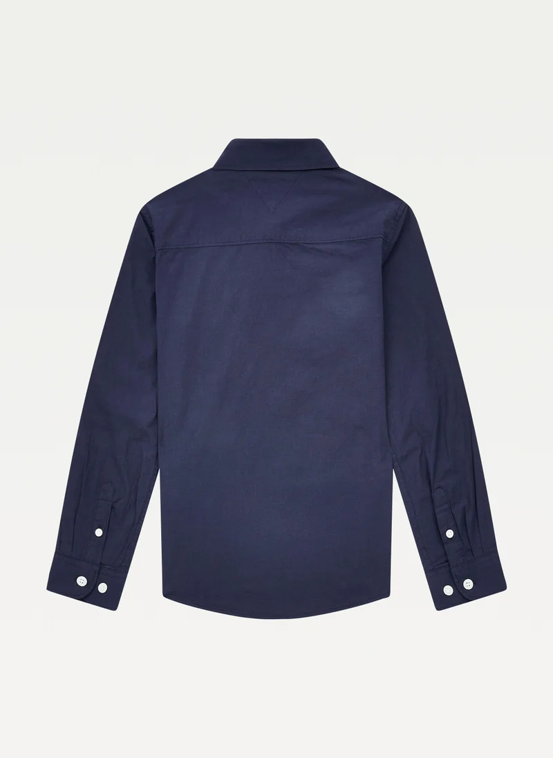 TOMMY HILFIGER Kids Solid Stretch Poplin Shirt