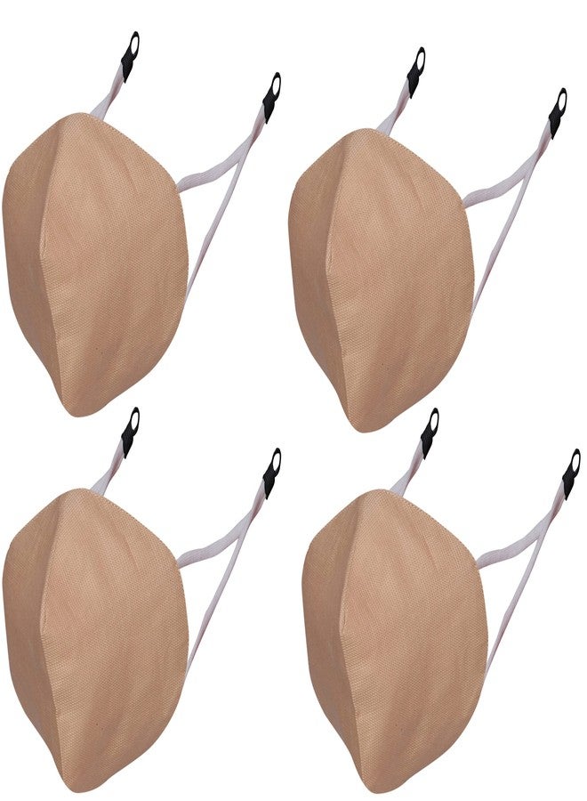 HRBS Men's and Women's Ultra Soft 3 Layer Cloth with Adjustable Elastic & Universal Fit Design, Cotton Reusable & Washable Face Mask Without Valve (Beige) - Pack of 4 - Image 1