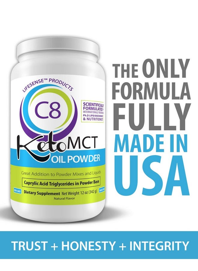 Lifesense - C8 Enriched Mct Oil Powder Unflavored Sourced From Coconut Oil Keto Friendly Developed By Phd Nutrition In Usa - Image 1