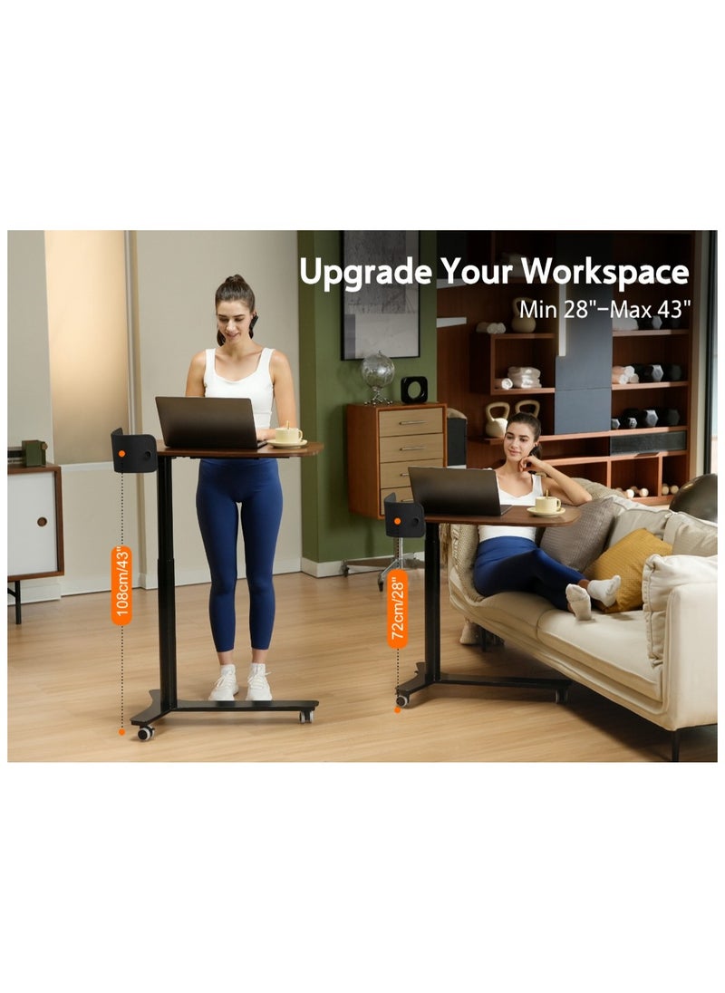 KINGSMITH - Kingsmith ETD2 Walnut Color Table | Lockable 360 degrees wheels | pneumatic manual 72-108 cm height adjustment - Image 1