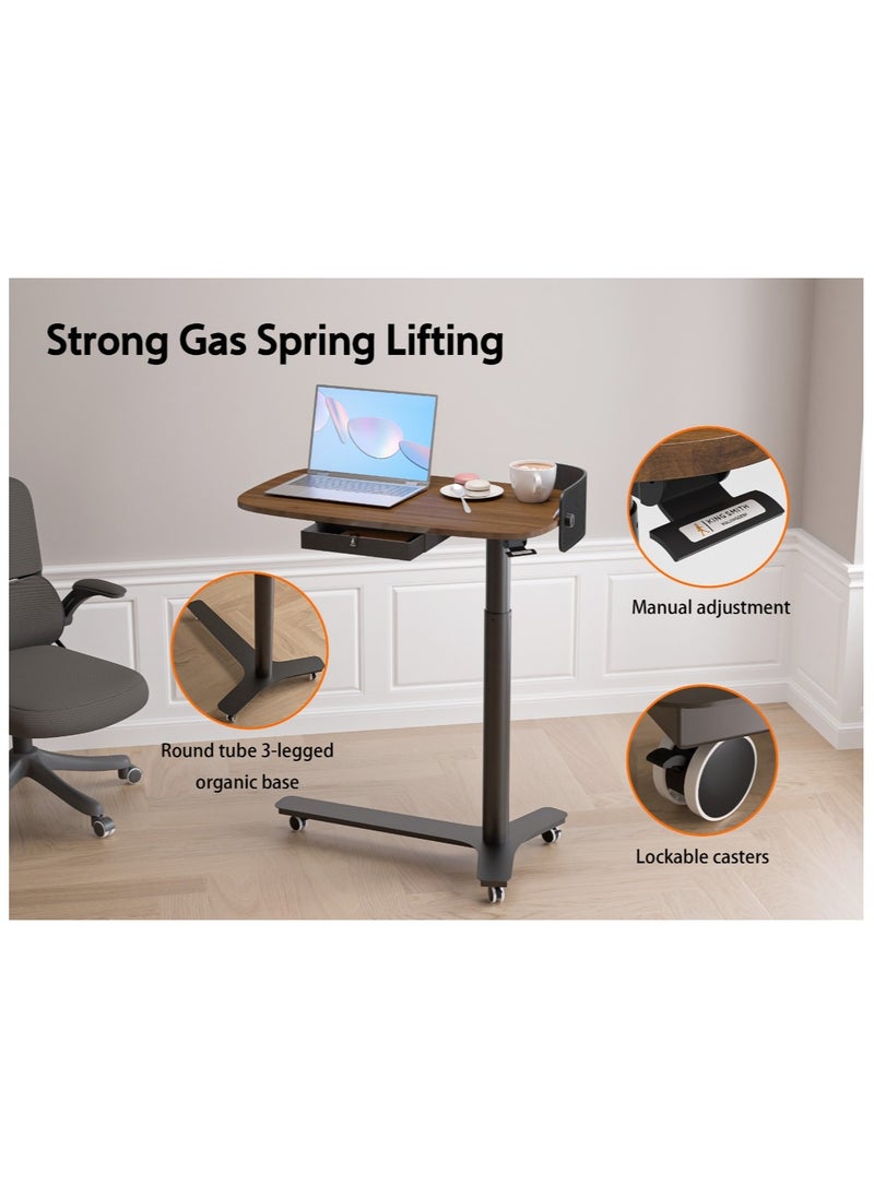 KINGSMITH - Kingsmith ETD2 Walnut Color Table | Lockable 360 degrees wheels | pneumatic manual 72-108 cm height adjustment - Image 1