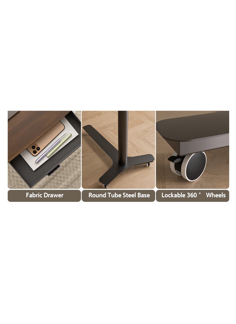 KINGSMITH - Kingsmith ETD2 Walnut Color Table | Lockable 360 degrees wheels | pneumatic manual 72-108 cm height adjustment - Image 1