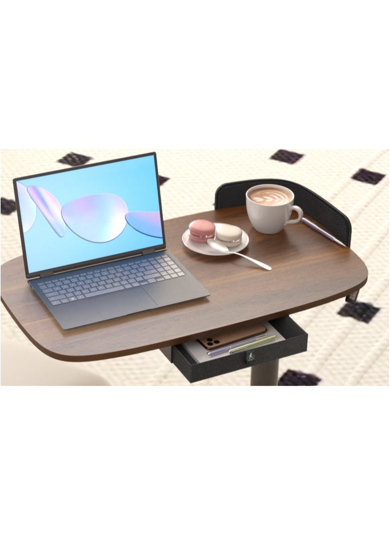 KINGSMITH - Kingsmith ETD2 Walnut Color Table | Lockable 360 degrees wheels | pneumatic manual 72-108 cm height adjustment - Image 1