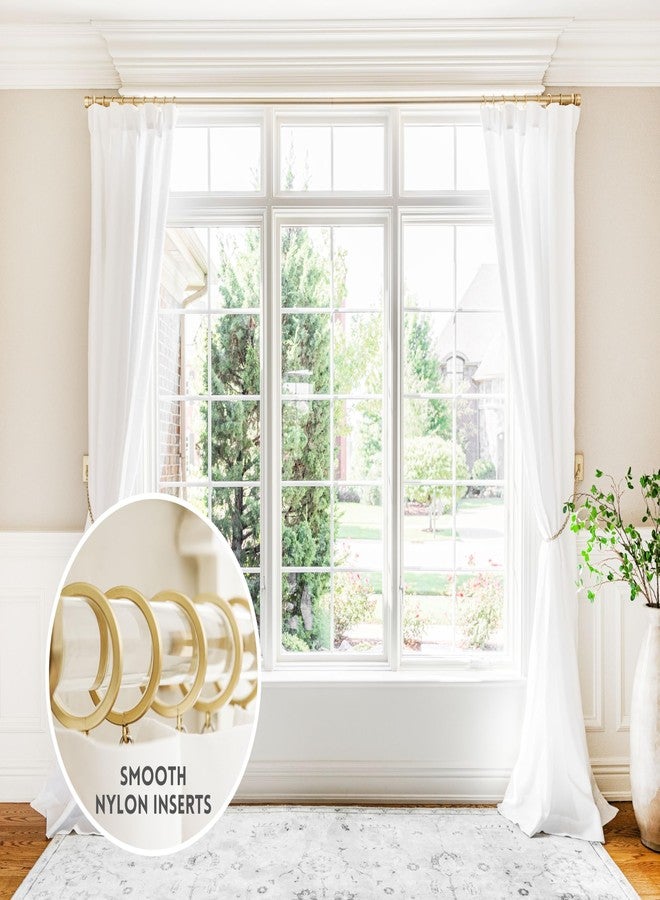 BlastHome® Luxury Curtain Rings - Premium Metal with Quiet, Smooth, Removable Nylon Inserts - Pinhooks and Clips Included - 1 1/2" Inside Diameter - 18 Rings for Two Standard Curtains - Brushed Gold - Image 2