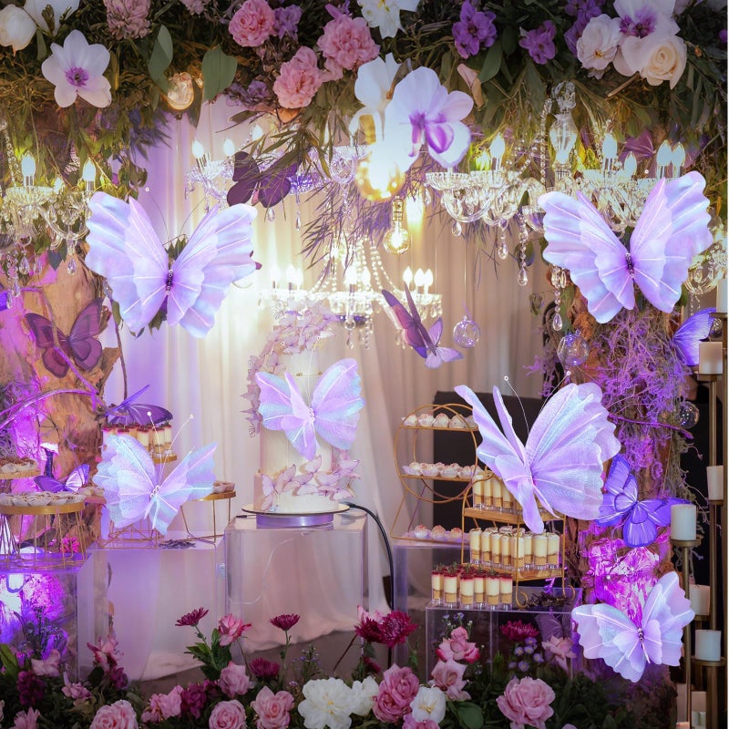Geelin 6 Pcs Large Purple Butterfly Decorations Mariposas Grandes para Decoracion Big Butterfly Party Decor 20 Inch 12 Inch 3D Silk Butterflies for Baby Shower Women Birthday Party Wedding Decor - Image 1