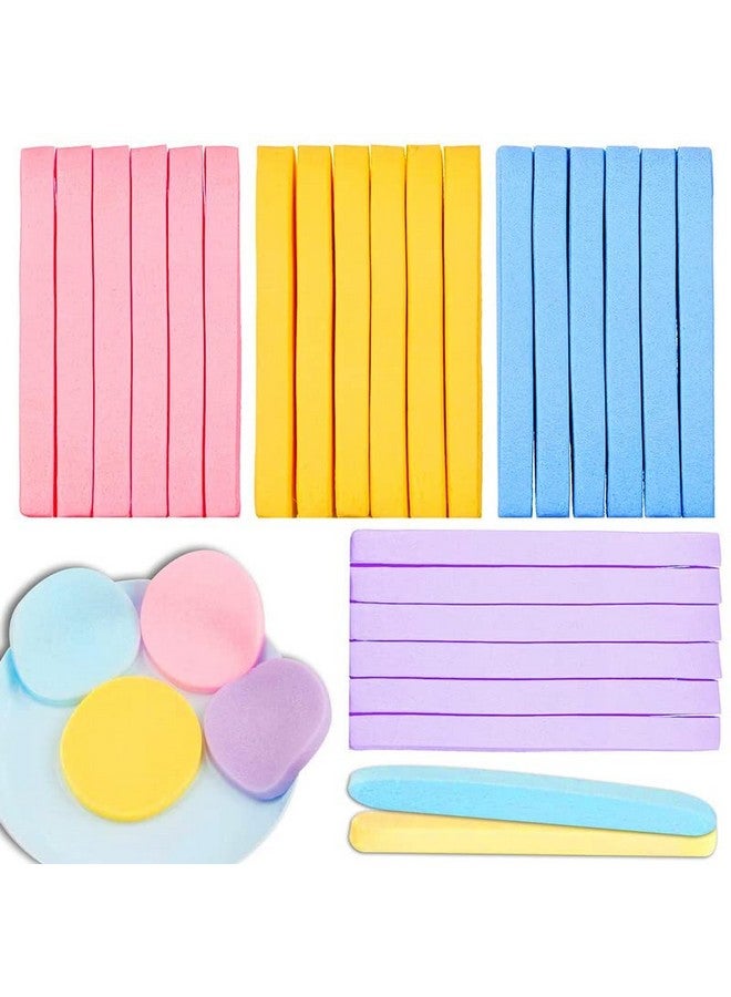 Belicia 12 Pcs Compressed Facial Sponge, Smilerain Face Cleansing Sponge Pad Exfoliating Wash Makeup Removal For Women, Makeup Removal Sponge Blue Pink Yellow Purple  - Image 1