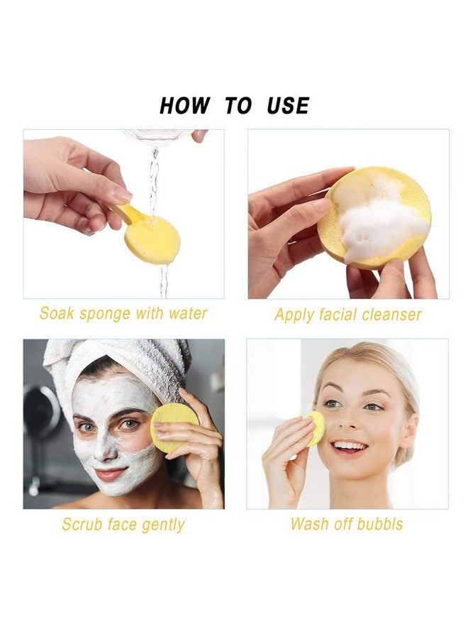 Belicia 12 Pcs Compressed Facial Sponge, Smilerain Face Cleansing Sponge Pad Exfoliating Wash Makeup Removal For Women, Makeup Removal Sponge Blue Pink Yellow Purple  - Image 3