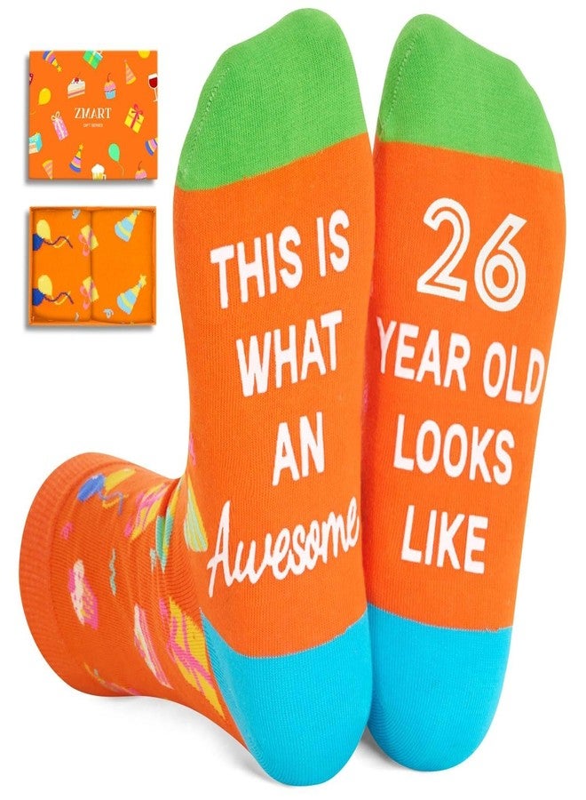 Zmart 26th Birthday Gifts Ideas - Socks for 26 Year Olds, 26th Birthday Socks for Men Women - Image 1