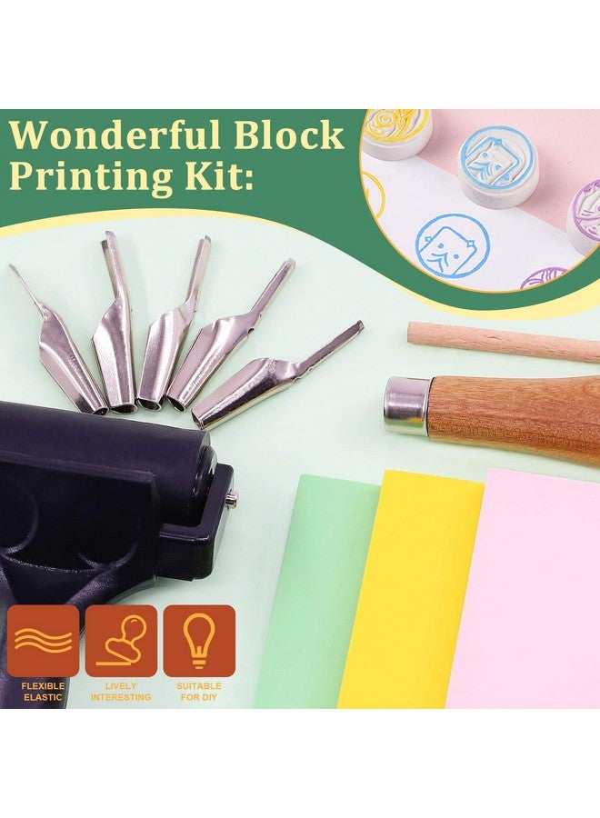 Keadic 12Pcs Soft Rubber Carving Blocks Kit Comes With Linoleum Cutter Tools & 2 Inches Rubber Roller Brayer Rollers Glue Roller For Ink Paint Block Stamping Printmaking Wallpaper And Arts & Crafts - Image 3