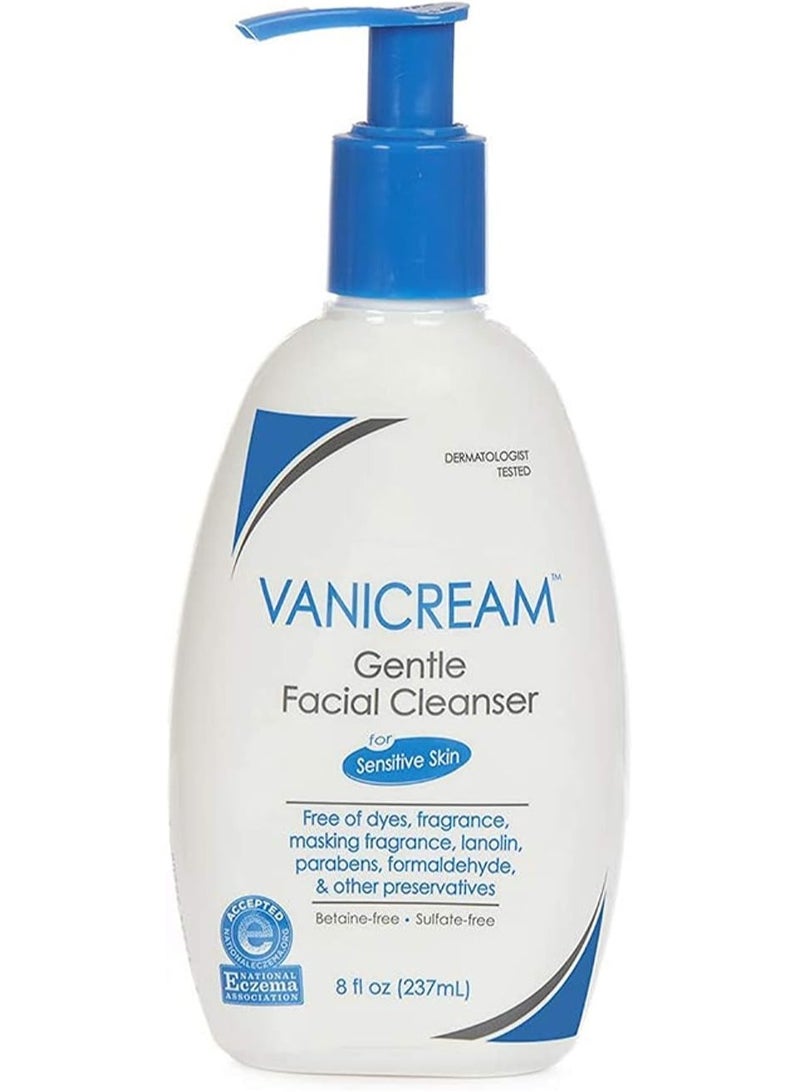 فانيكريم فاني كريم منظف وجه لطيف للبشرة الحساسة مع موزع مضخة - خالٍ من الصبغات والعطور والمواد الحافظة - الزيوت ولا يسبب كوميدوغينيك - تم اختباره قبل اطباء الجلدية - 8 اونصة - Image 1