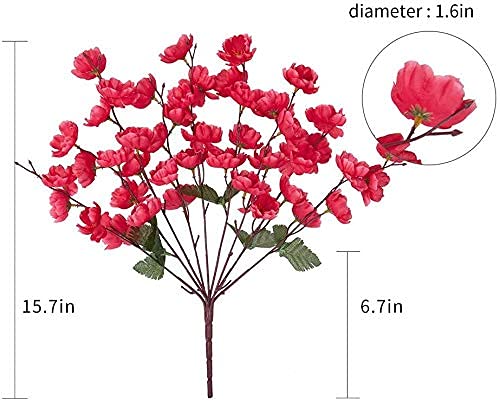 VRCT Artificial Cherry Blossom Flower (Multicolour, Set of 4),Artificial Flora - Image 2