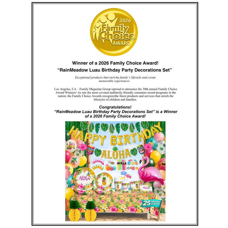 RainMeadow Premium Luau Birthday Party Decorations Set for 25 guests - Hawaiian Theme with Aloha Banner, Balloons, Flamingo, Tableware - Tropical Luau Party Supplies - Image 2