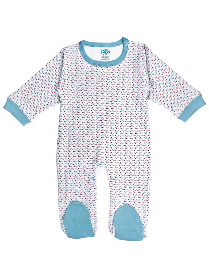 بابيز_بيسك بيبيز بيسك مجموعة هدايا مكونة من 5 قطع قطنية 100٪ للجنسين تشمل السالوبيت ، والرمبر ، والقفازات ، والقبعة ، والبيجامة/البذلة. - Image 2