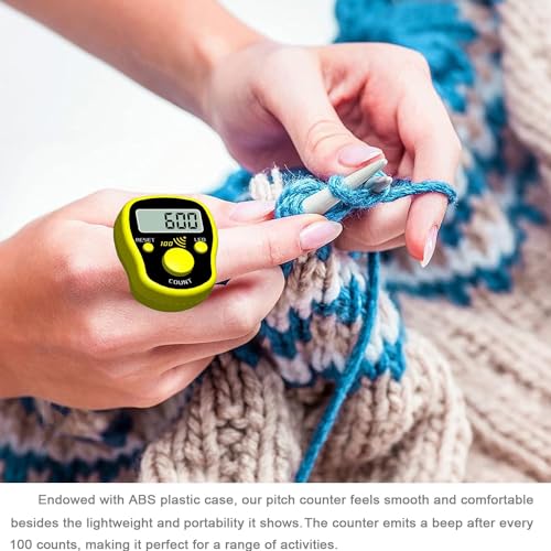 TESEAS Stitch Counters 2Pcs LED Digital Row Counter and Stitch Markers 50 Pcs Crochet Stitch Markers for Knitting Sewing Stitching Weaving, Muslim Pray, Recording Sports Scoring, Lap Counting finger Counter - Image 4