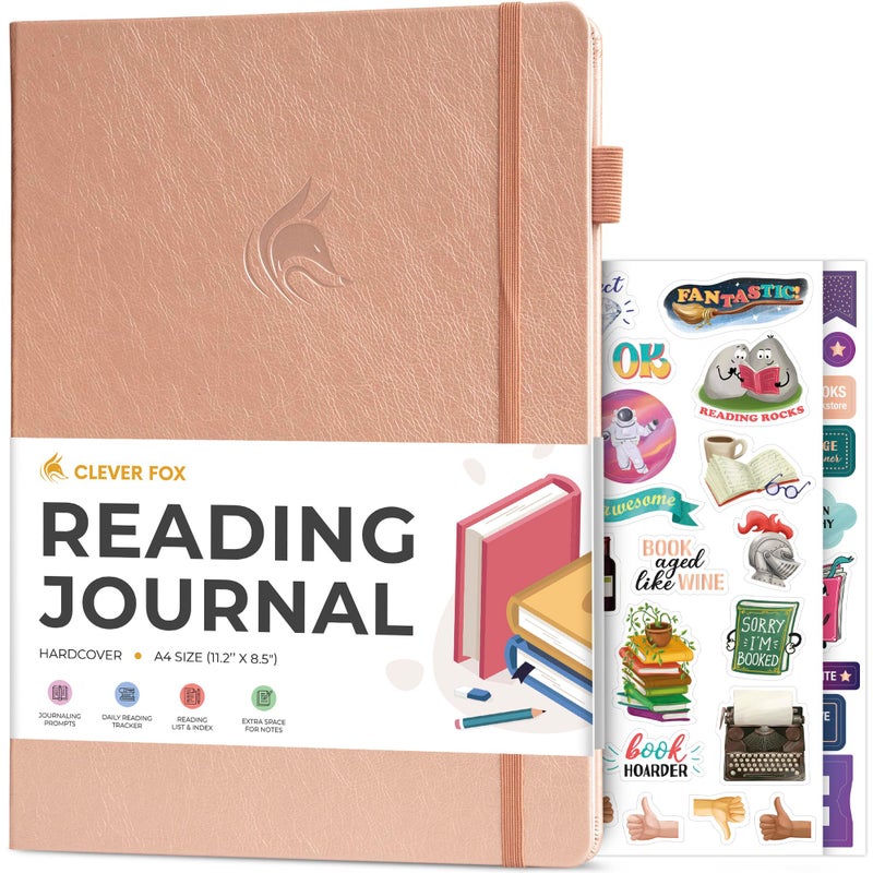 Clever Fox Reading Journal Large - Guided Book Review Log & Tracker - Gifts & Accessories For Reading Lover - Book Tracking Journal For Kids & Adults  8.5X11.2  (Rose Gold) - Image 1