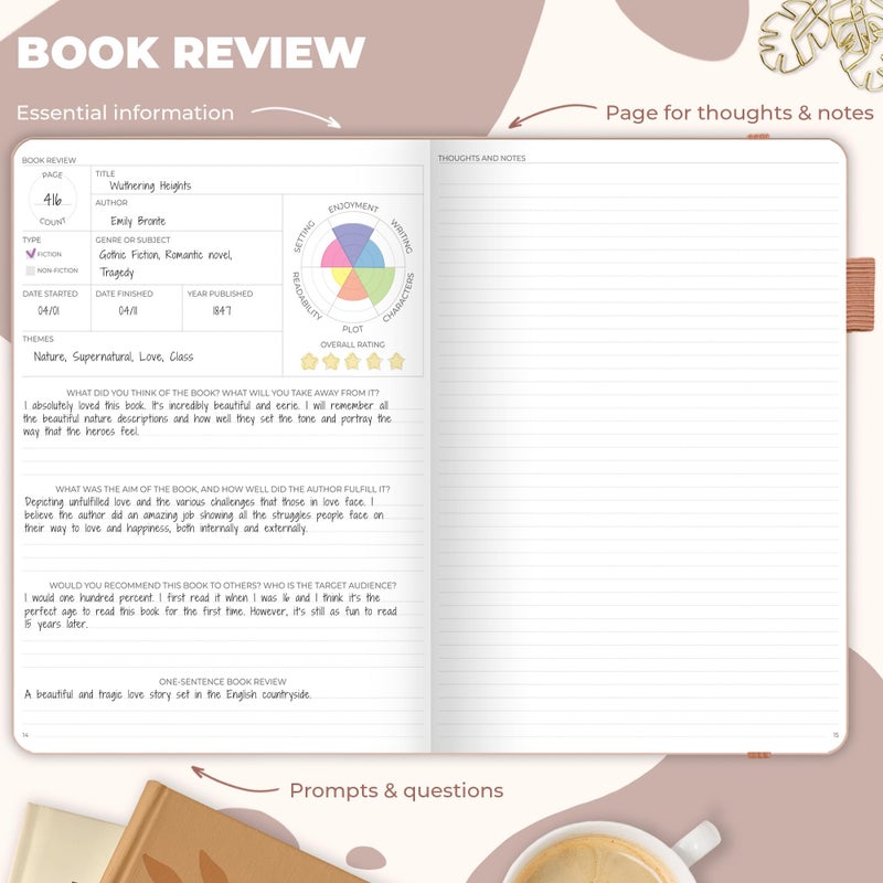Clever Fox Reading Journal Large - Guided Book Review Log & Tracker - Gifts & Accessories For Reading Lover - Book Tracking Journal For Kids & Adults  8.5X11.2  (Rose Gold) - Image 4