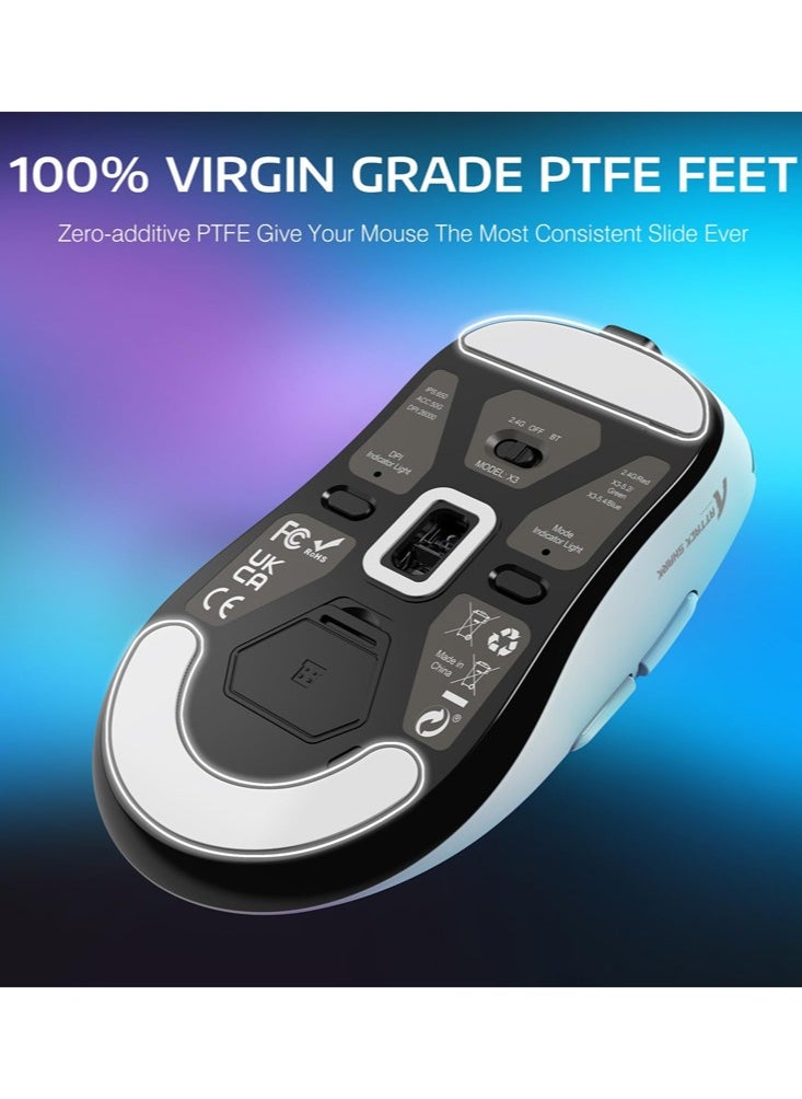 Attack Shark - X3PRO 4K/8K Lightweight Wireless Gaming Mouse with Tri-Mode(Wired/2.4GHz/BT),PAW3395 Optical Sensor,26K DPI,Kailh GM8.0 Switch,Long Battery,7 Buttons for PC/Laptop/Win/Mac(White) - Image 1