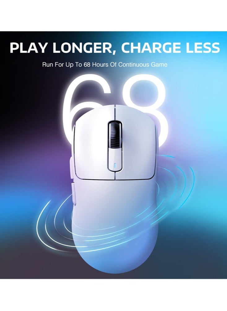 Attack Shark - X3PRO 4K/8K Lightweight Wireless Gaming Mouse with Tri-Mode(Wired/2.4GHz/BT),PAW3395 Optical Sensor,26K DPI,Kailh GM8.0 Switch,Long Battery,7 Buttons for PC/Laptop/Win/Mac(White) - Image 1