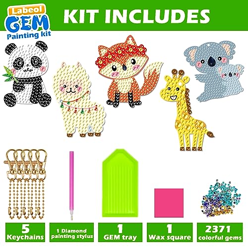 Labeol Arts and Crafts for Kids Ages 8-12 - Creat Your Own GEM Keychains-5D Diamond Art by Numbers GEM Art Kits for Kids Girls Toddler Crafts Age 6-7 6-8 10-12 (Animal) - Image 2
