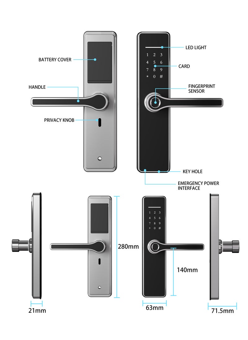 ALINK - Smart Door Lock, Stainless Steel  Fingerprint TT Keyless Entry with App Control - Image 1