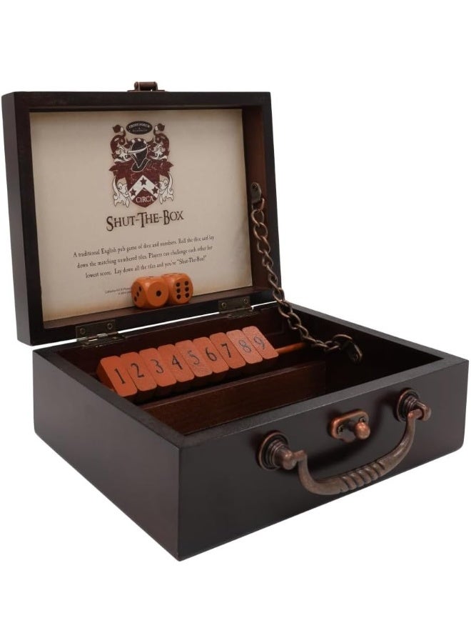 Front Porch Classics, Circa Shut the Box, Wooden 9 Number Dice Game with Case for Travel, for Adults and Kids Ages 8 and Up - Image 3