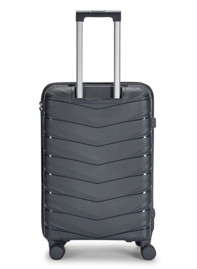 ليمرا طقم شنط سفر مكون من 4 حقائب أمتعة مصنوع من مادة البولي بروبلين المقاومة للكسر لون رمادي غامق - Image 3