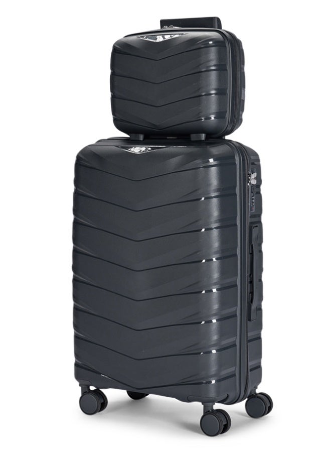 ليمرا طقم شنط سفر مكون من 4 حقائب أمتعة مصنوع من مادة البولي بروبلين المقاومة للكسر لون رمادي غامق - Image 5