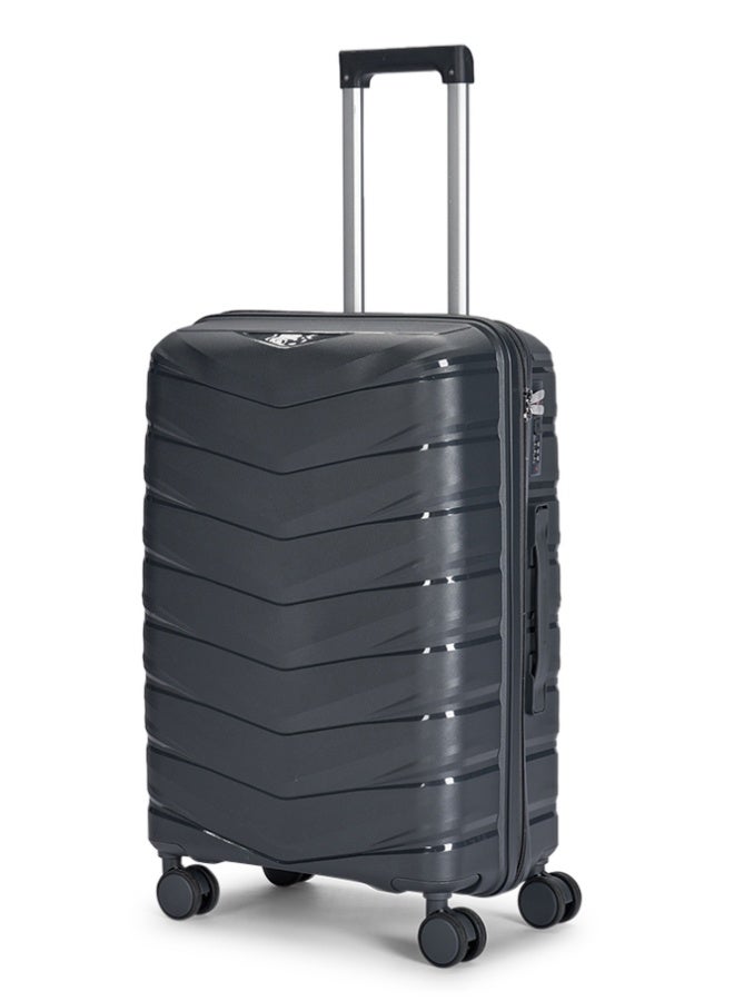 ليمرا طقم شنط سفر مكون من 4 حقائب أمتعة مصنوع من مادة البولي بروبلين المقاومة للكسر لون رمادي غامق - Image 4