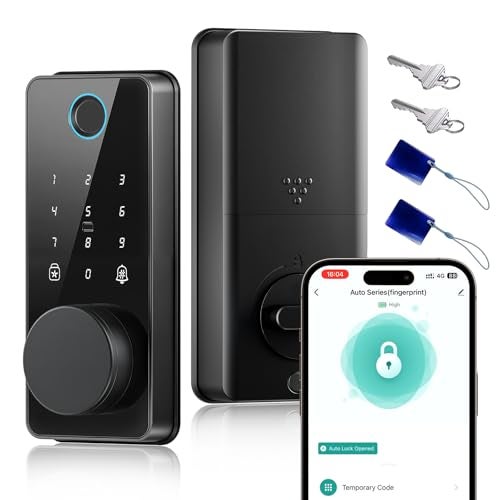 biquole Keyless Entry Door Lock Biquole Smart Lock with App Control Fingerprint Door Lock Electronic Keypad Deadbolt Auto One Touch Lock Digital Smart Door Locks Easy Installation IP54 Waterproof - Image 1