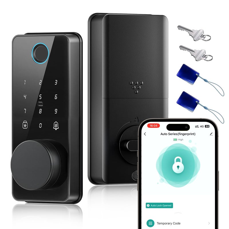 biquole Keyless Entry Door Lock Biquole Smart Lock with App Control Fingerprint Door Lock Electronic Keypad Deadbolt Auto One Touch Lock Digital Smart Door Locks Easy Installation IP54 Waterproof - Image 2