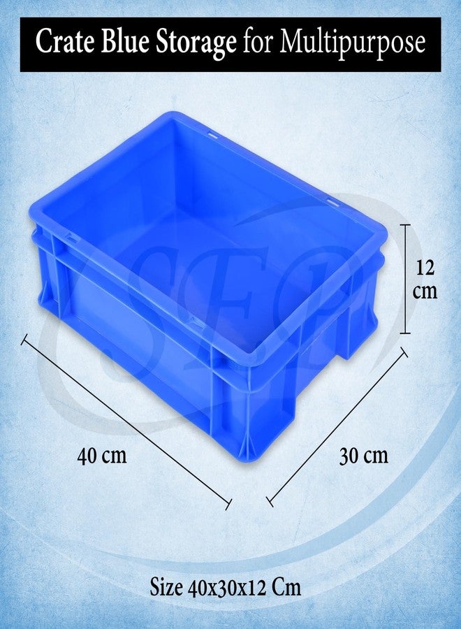 SES QTek - Create Box 40x30x12 CM Multipurpose Heavy Duty blue Portable Plastic Crate | Organizer Stackable Shelf Basket for Large Storage Bin | Vegetable | Fruit | Fish | Milk - (Pack of 1) - Image 3