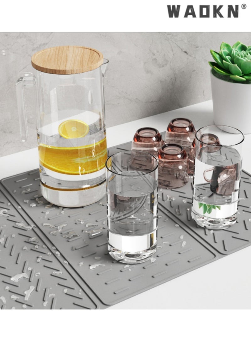 دبليو أيه أو كي أن مطبخ الأعلى طوى سيليكون استنزاف حصيرة - حجم قابل للتعديل لوحة الزجاج الجاف حصيرة ، مقاومة للحرارة ، ومكافحة زلق وسهلة التنظيف والتخزين ، متعددة الأغراض أدوات المطبخ حماية - Image 3