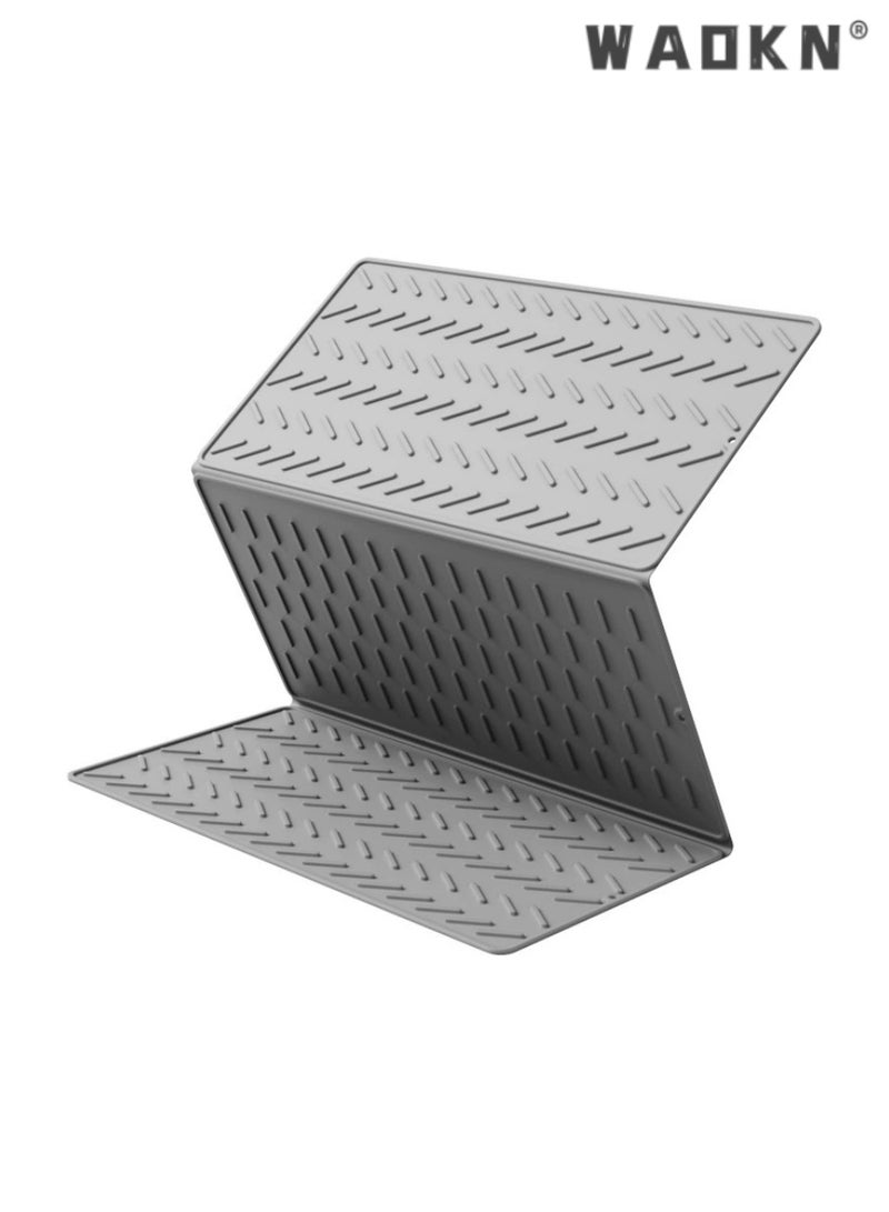 دبليو أيه أو كي أن مطبخ الأعلى طوى سيليكون استنزاف حصيرة - حجم قابل للتعديل لوحة الزجاج الجاف حصيرة ، مقاومة للحرارة ، ومكافحة زلق وسهلة التنظيف والتخزين ، متعددة الأغراض أدوات المطبخ حماية - Image 1