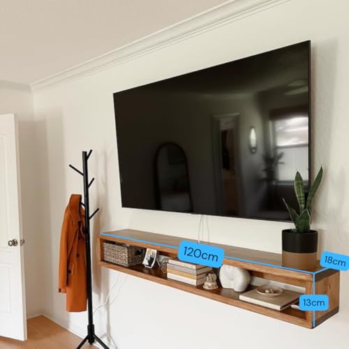 carpentray 120Cm Long Wooden Wall Mounted TV Unit with Wire Hole, TV Cabinetl, TV Cabinet for Wall, TV Stand Unit for Living Room, Set Top Box Stand -TV Cabinet (Extra Large - 120CM) - Image 3