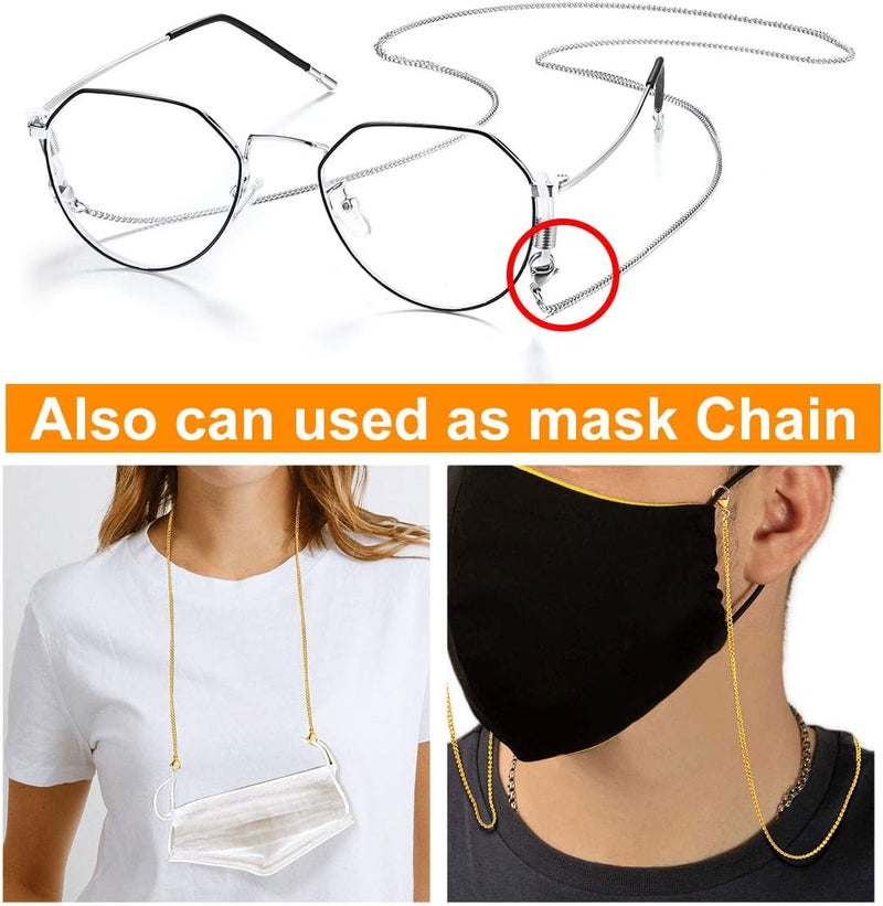 ChainsPro Glasses Chain, Eyeglass Strap For Women Sunglasses - Gold Plated/Stainless Steel/Black Eyeglasses Chain - Image 4