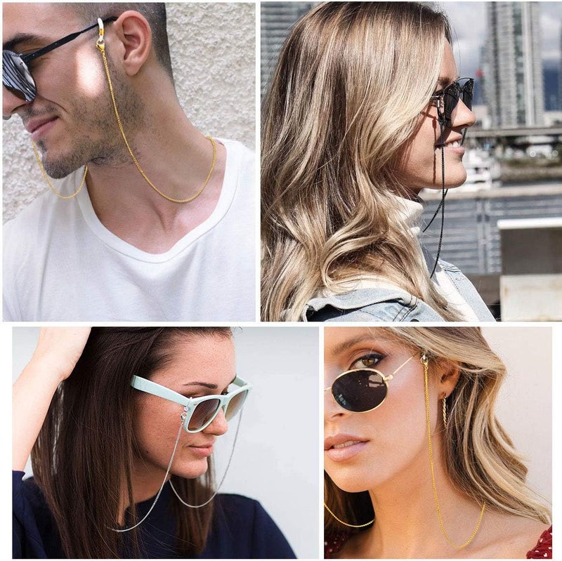 ChainsPro Glasses Chain, Eyeglass Strap For Women Sunglasses - Gold Plated/Stainless Steel/Black Eyeglasses Chain - Image 3