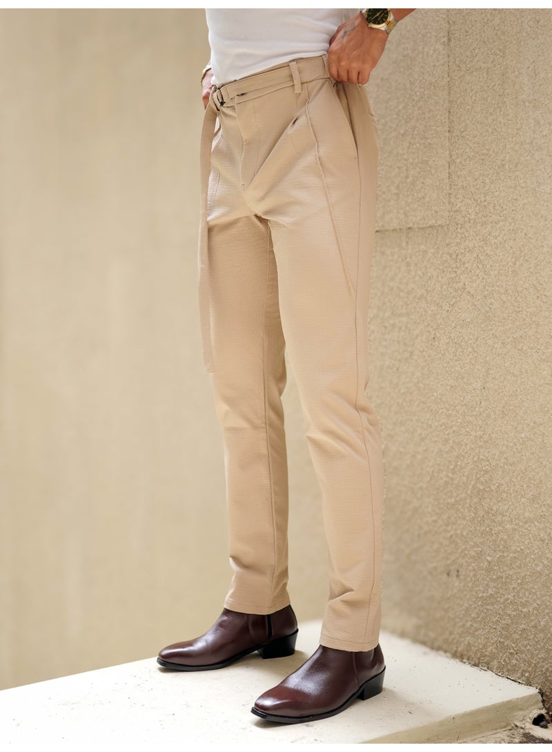 Maniac Mens Beige Stripe Trouser - Image 2