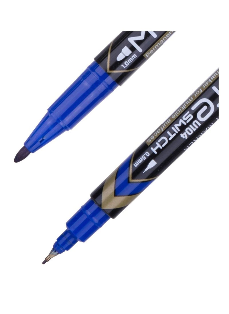 Deli 12-Piece Twin Tip Permanent Marker Blue Ink  - Image 2