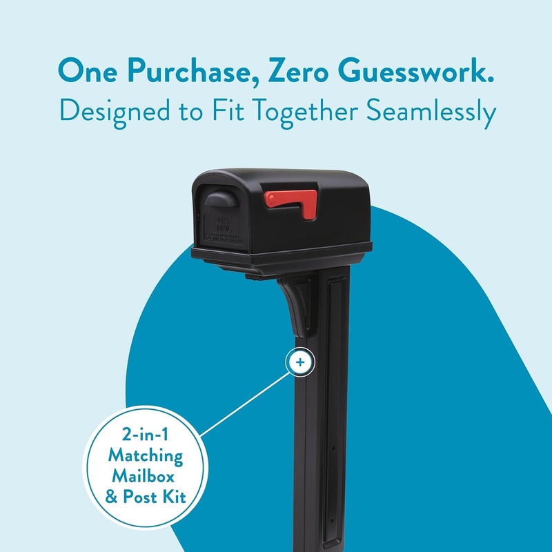 ARCHITECTURAL MAILBOXES Classic Plastic, Dual Access, Mailbox and Post Kit, GCL100BAM, Black, Medium Capacity - Image 2