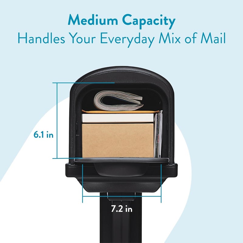ARCHITECTURAL MAILBOXES Classic Plastic, Dual Access, Mailbox and Post Kit, GCL100BAM, Black, Medium Capacity - Image 3
